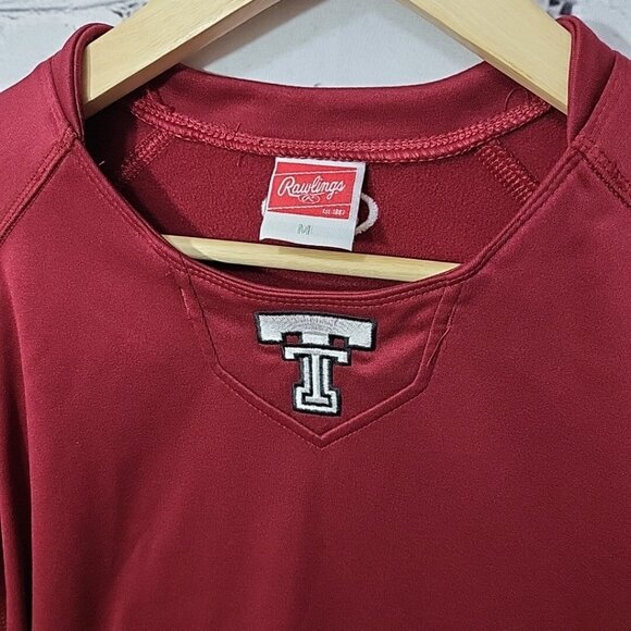 Rawlings Athletic Top Red Maroon Mens M Medium Long Sleeve Number 20 - Picture 4 of 12